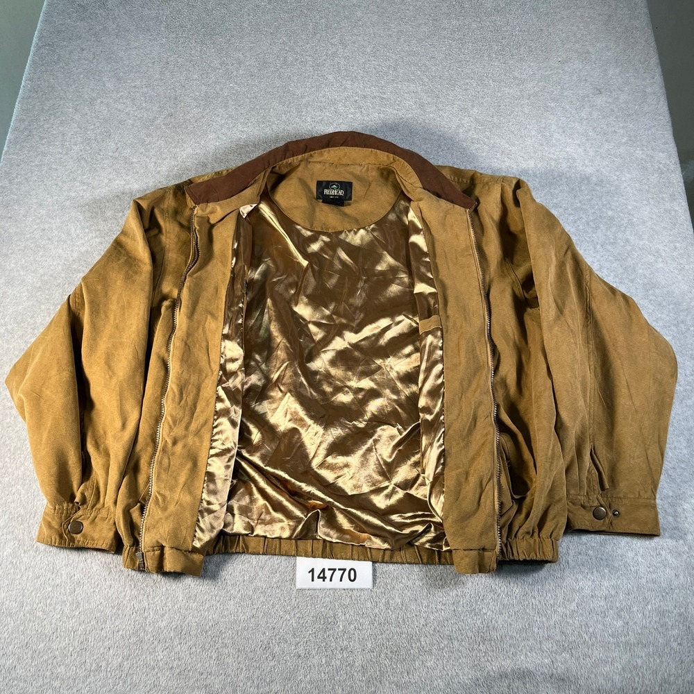 RedHead Bomber Jacket Men XL Tan Good Faux Suede Full Zip Lined Casual